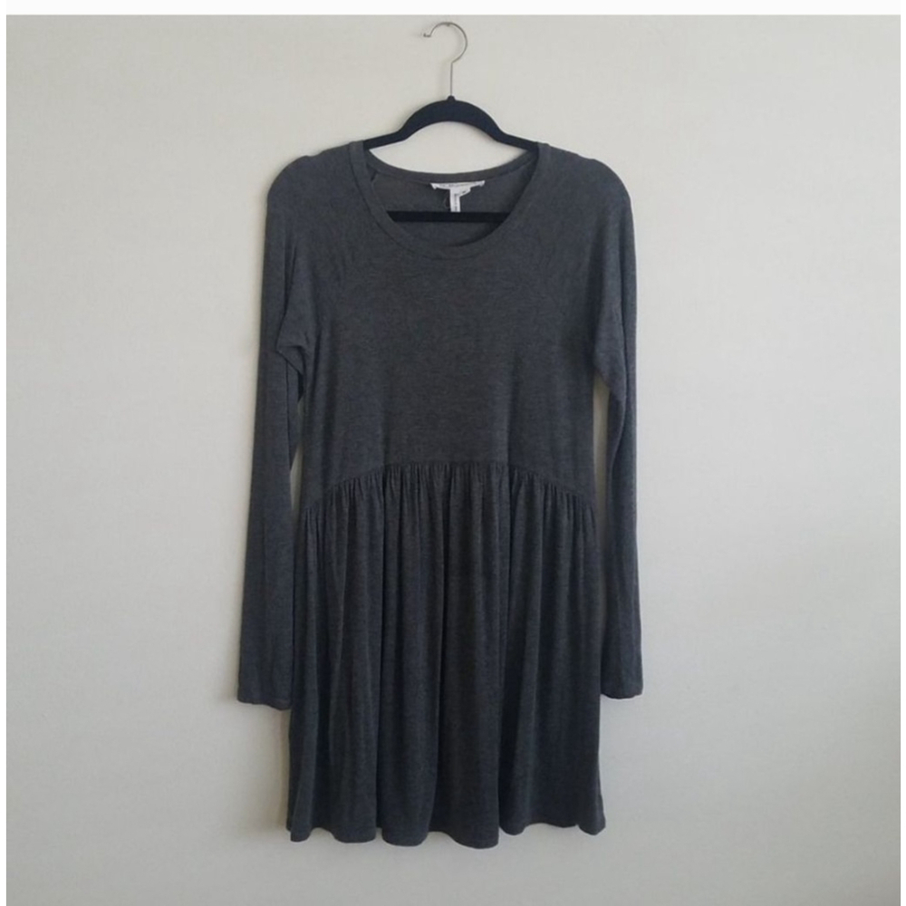BCBGeneration Long Sleeve Medium Charcoal jersey Knit Tee Shirt Dress